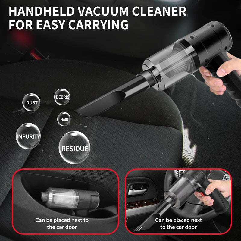Aspirateur de voiture portatif, sans fil, 15000PA, double usage soufflage et aspiration, plusieurs buses, pour voiture, maison, animaux domestiques, bureau