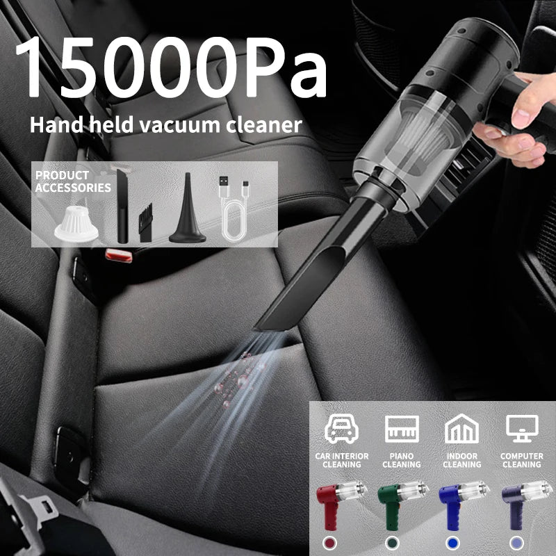 Aspirateur de voiture portatif, sans fil, 15000PA, double usage soufflage et aspiration, plusieurs buses, pour voiture, maison, animaux domestiques, bureau